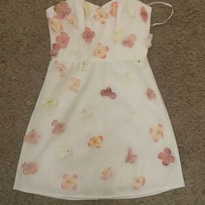 Elegant White and Pink Formal Dress